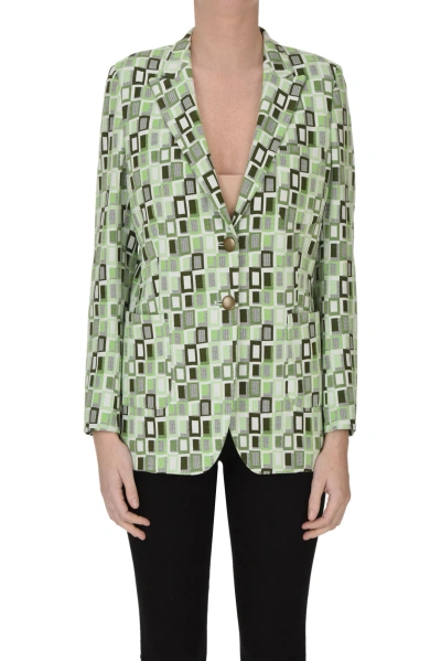 Saulina Milano Jacquard Fabric Blazer In Green