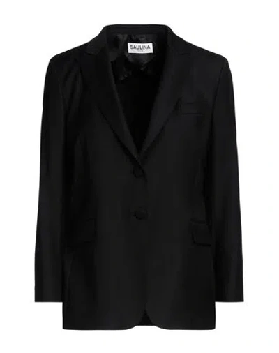 Saulina Milano Woman Blazer Black Size 8 Virgin Wool, Polyamide, Elastane