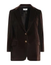 Saulina Milano Woman Blazer Chocolate Brown Size 4 Cotton, Viscose, Elastane