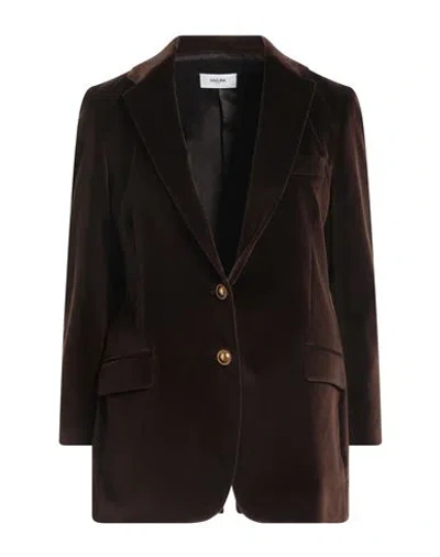 Saulina Milano Woman Blazer Chocolate Brown Size 4 Cotton, Viscose, Elastane