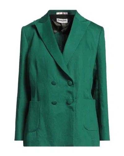 Saulina Milano Woman Blazer Green Size 10 Linen