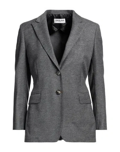 Saulina Milano Woman Blazer Grey Size 6 Polyester, Wool, Viscose, Polyamide, Elastane