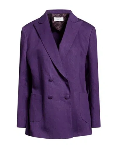 Saulina Milano Woman Blazer Purple Size 10 Linen