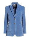 Saulina Milano Woman Blazer Slate Blue Size 8 Cotton, Elastic Fibres In Blue
