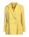 Saulina Milano Woman Blazer Yellow Size 10 Linen In Yellow