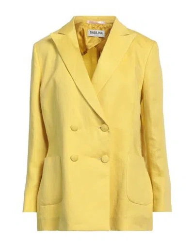 Saulina Milano Woman Blazer Yellow Size 10 Linen