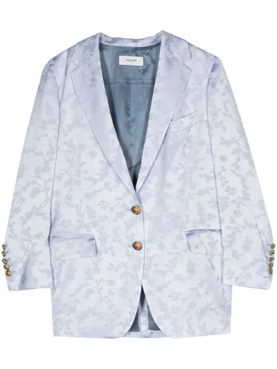 Saulina Patterned-jacquard Blazer In Blue