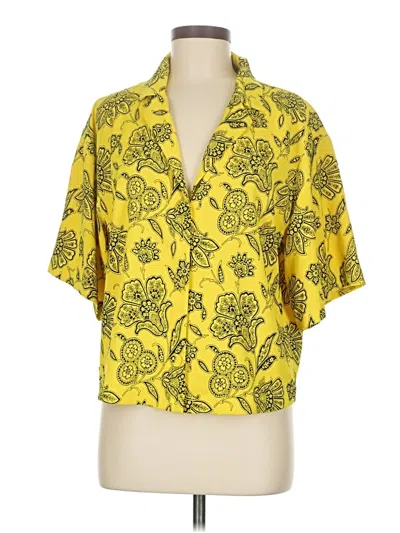 Pre-owned Saunders Collective Short Sleeve Blouse In Yellow