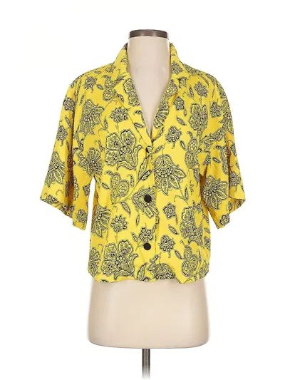 Pre-owned Saunders Collective Short Sleeve Blouse In Yellow