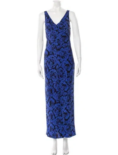 Pre-owned Saunders Floral Print Long Dress In Blue