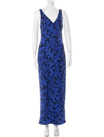 Pre-owned Saunders Floral Print Long Dress In Blue