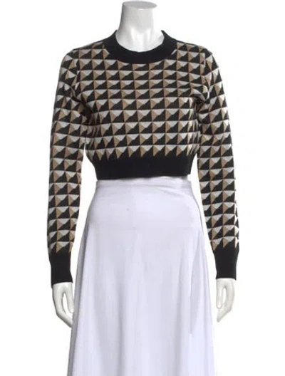 Pre-owned Saunders Printed Crew Neck Sweater In Black