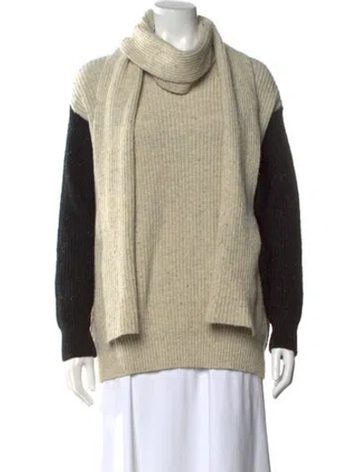 Pre-owned Saunders Striped Turtleneck Sweater In Neutral