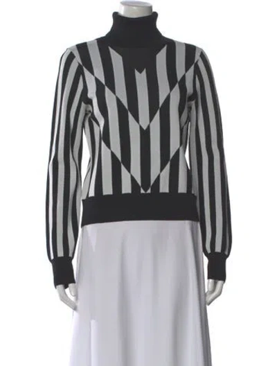 Pre-owned Saunders Striped Turtleneck Top In Gray