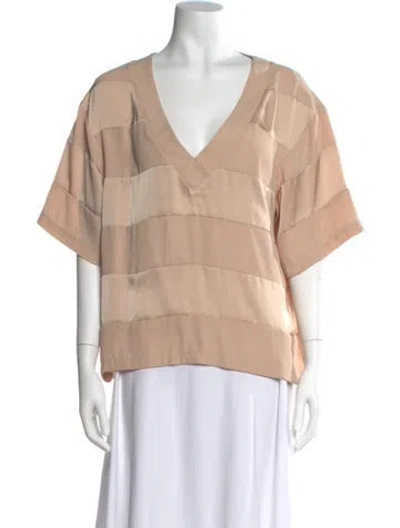 Pre-owned Saunders Striped V-neck Blouse In Neutral