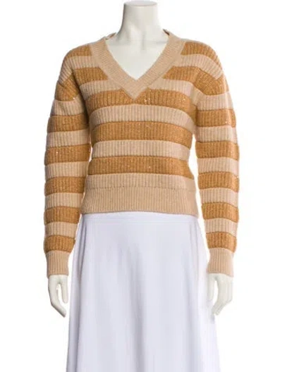 Pre-owned Saunders Striped V-neck Sweater In Blue