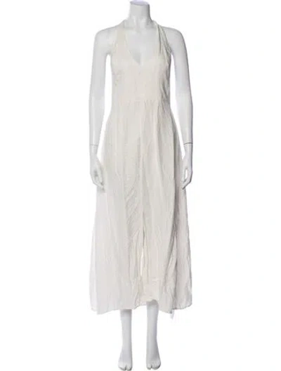 Pre-owned Saunders V-neck Long Dress In Neutral