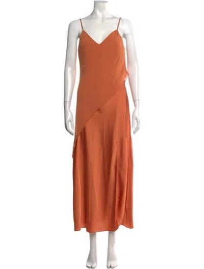 Pre-owned Saunders V-neck Long Dress In Orange