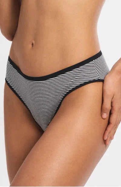 Savage X Fenty Cotton Essentials Cheeky Panties In Black Caviar Stripe Up