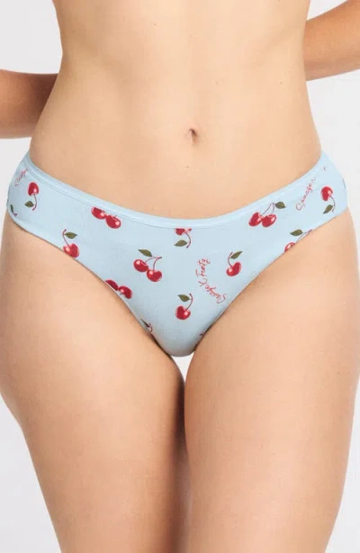 Savage X Fenty Cotton Essentials Cheeky Panties In Skyline Blue Cherry On Top Log