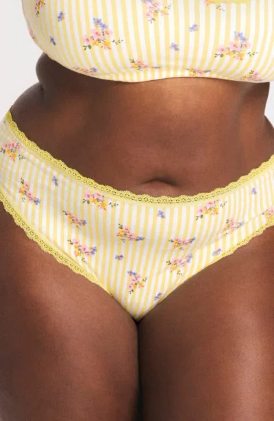Savage X Fenty Cotton Essentials Lace-trim Briefs In Angel White Classic Floral Str