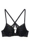 Savage X Fenty Disco Lace-up Push-up Bra In Black