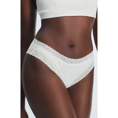 Savage X Fenty Essentials Lace Trim Stretch Cotton Cheeky Briefs In White