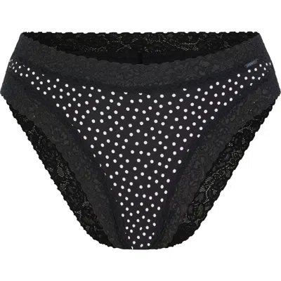 Savage X Fenty Essentials Lace Trim Stretch Cotton Cheeky Briefs In Black