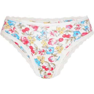 Savage X Fenty Essentials Lace Trim Stretch Cotton Cheeky Briefs In Multi
