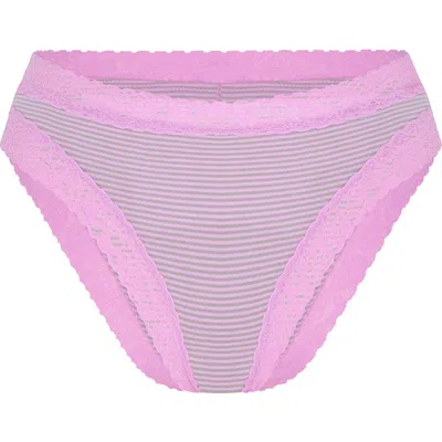 Savage X Fenty Essentials Lace Trim Stretch Cotton Cheeky Briefs In Pink