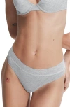 Savage X Fenty Essentials Lace Trim Stretch Cotton Thong