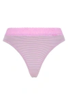 Savage X Fenty Essentials Lace Trim Stretch Cotton Thong In Multi