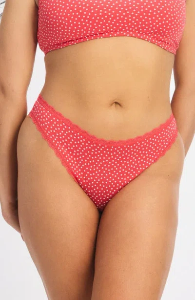Savage X Fenty Essentials Lace Trim Stretch Cotton Thong In Multi