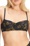 Savage X Fenty Feline Floral Lace Unlined Balconette Bra In Black