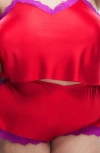 Savage X Fenty Fire Desire Lace Tap Shorts In Timeless Red