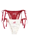 Savage X Fenty Flirty Wordy Assorted 2-pack Bikini Cut Briefs In White/red