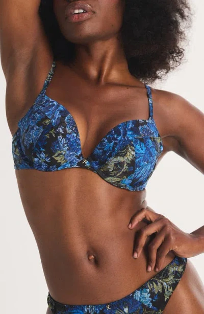 Savage X Fenty Floral Rush Plunge Push-up Bra In Blue