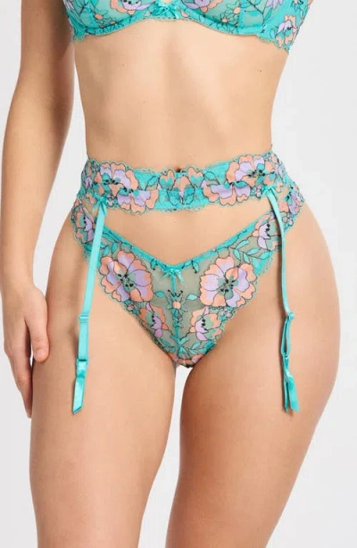 Savage X Fenty Floral Trip Lace Garter Belt In Multi