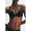 Savage X Fenty Front Closure Lace Push-up Bra In Black Caviar