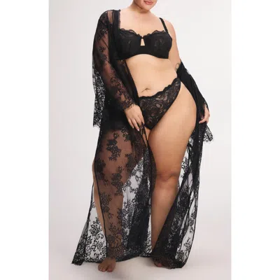 Savage X Fenty Lace Flow Maxi Robe In Black