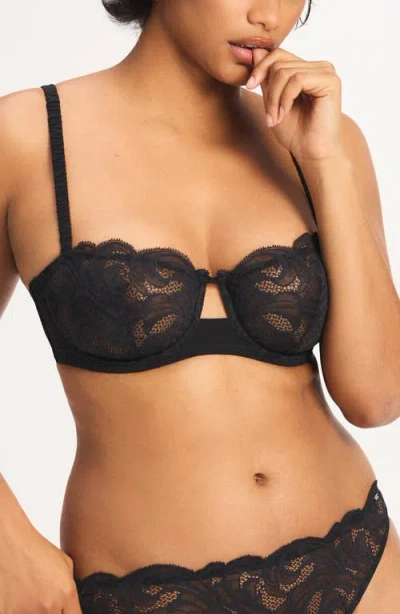Savage X Fenty Lace Flow Unlined Balconette Bra In Black