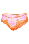 Savage X Fenty Lacestruck Hipster Briefs In Rose Day Pink/sol Orange