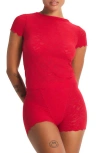 Savage X Fenty Lacy Dreams Pajama Baby Tee In Red