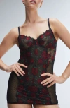 Savage X Fenty Les Roses Underwire Slip In Black Caviar