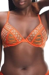Savage X Fenty Lil' Tied Up Embroidered Unlined Bra In Orange