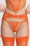 Savage X Fenty Lil' Tied Up Garter Belt In Orange
