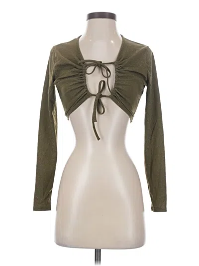 Pre-owned Savage X Fenty Long Sleeve Top Green Keyhole Neckline Tops