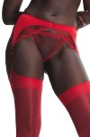 Savage X Fenty Loveline Garter Belt In Timeless Red
