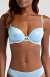 Savage X Fenty Microfiber Metallic T-shirt Bra In Moon Daisy Blue/ice Blue Foil