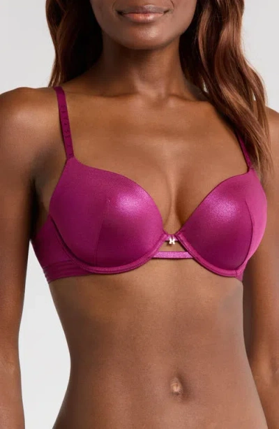 Savage X Fenty Microfiber Metallic T-shirt Bra In Sugarplum Purple/magenta Foil